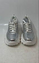 Load image into Gallery viewer, K Kip Wok Womens Silver White Lace-Up Chunky Platform Sneakers Shoes Size 8
