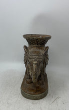 Load image into Gallery viewer, Vintage Elephant Pillar Intricate Carvings And Ceremonial Saddle Candle Holder
