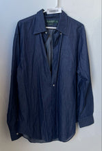 Load image into Gallery viewer, Lauren Ralph Lauren Mens Blue Cotton Classic Fit Dress Shirt Size 16 1/2 34/35
