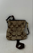 Load image into Gallery viewer, Coach Womens Brown Signature Stripe Detachable Strap Swingpack Crossbody Handbag

