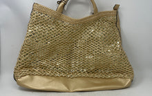 Load image into Gallery viewer, Style &amp; Co. Womens Gold-Tone Faux Leather Woven Sequin Double Handle Tote Bag
