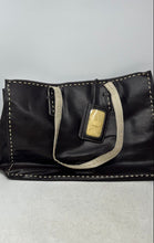 Load image into Gallery viewer, Totes Womens Brown Leather Double Handle Magnetic Luggage Tag Tote Handbag
