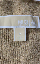 Load image into Gallery viewer, Michael Kors Womens Gold Ribbed Glitter Crew Neck Pullover Tank Top Size M
