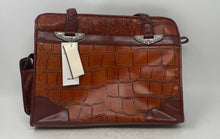 Load image into Gallery viewer, Bueno Womens Brown Croc Embossed Faux Leather Zip Top Shoulder Handbag With Tags
