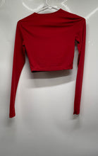 Load image into Gallery viewer, Zara Womens Red Long Sleeve Round Neck Cropped Blouse Top Size Small
