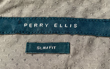 Load image into Gallery viewer, Perry Ellis Mens Gray Textured Short Sleeve Slim Fit Button-Up Shirt Size Medium
