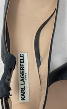 Load image into Gallery viewer, Karl Lagerfeld Womens Black Leather Pointed Toe Slingback Sandals Size 38.5
