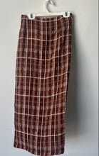 Load image into Gallery viewer, Zara Womens Brown Plaid Ruched Front Slit Midi Straight &amp; Pencil Skirt Size S
