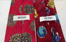 Load image into Gallery viewer, Lot Of 2 Pcs Hugo Boss Mens Red Printed Adjustable Designer Tie
