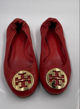 Load image into Gallery viewer, Authentic Tory Burch Womens Reva Red Leather Ballet Flats Size 5M Damaged

