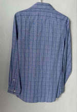 Load image into Gallery viewer, Michael Kors Mens Blue Printed Collared Long Sleeve Dress Shirt Size Medium
