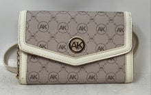Load image into Gallery viewer, Anne Klein Womens Beige White Signature Canvas Inner Divider Crossbody Handbag
