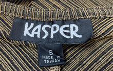 Load image into Gallery viewer, Kasper Womens Brown Diagonal Striped Short Sleeve Blouse Top Size Small
