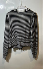 Load image into Gallery viewer, Nicole Miller Womens Black White Striped Long Sleeve Cardigan Sweater Size M
