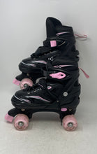Load image into Gallery viewer, Obensky Sports Kids Black Pink Leather Adjustable Strap Roller Skates Sz L 39-42
