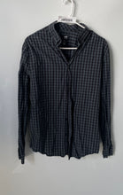 Load image into Gallery viewer, H&amp;M Mens Gray Black Check Print Long Sleeve Regular Fit Button-Up Shirt Size M

