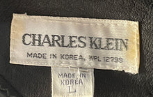 Load image into Gallery viewer, Charles Klein Womens Black 3/4 Sleeve Collared Button Front Leather Jacket Sz L
