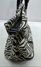 Load image into Gallery viewer, Kathy Ver Zeeland Womens Black White Zebra Double Handle Shoulder Tote Bag
