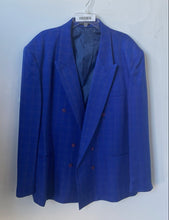 Load image into Gallery viewer, J. Vital Mens Royal Blue Windowpane Check 2-Piece Suit Size Blazer L52 Pants W48
