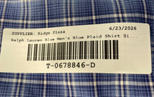 Load image into Gallery viewer, Ralph Lauren Mens Blue Plaid Slim Fit Long Sleeve Dress Shirt Size XL 17.5
