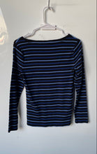 Load image into Gallery viewer, Tommy Hilfiger Womens Black Blue Stripes Long Sleeve Round Neck T-Shirt Size M
