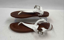 Load image into Gallery viewer, Mossimo Supply Co. Womens White Faux Leather Ankle Strap Thong Sandals Size 7
