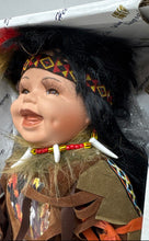 Load image into Gallery viewer, Kinnex Collection Brown Feather Outfit Heirloom Keepsakes Native American Doll
