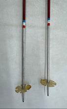 Load image into Gallery viewer, Set Of 2 Pcs Vintage Kerma Red Downhill Ski Poles With Leather Wrist Straps
