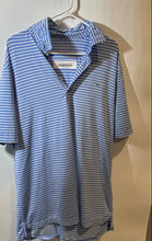 Load image into Gallery viewer, Vineyard Vines Mens Blue White Striped Short Sleeve Collared Polo Shirt Size M
