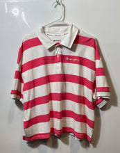 Load image into Gallery viewer, Champion Womens Pink White Striped Short Sleeve Pullover Polo Shirt Size 2XL

