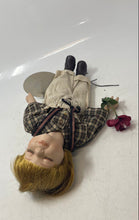 Load image into Gallery viewer, Vintage Unique Brown Straight Hair Eyes Closed Porcelain Doll With Stand
