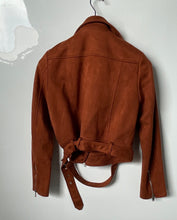 Load image into Gallery viewer, Forever 21 Womens Brown Long Sleeve Belted Waist Zipper Pockets Biker Jacket M
