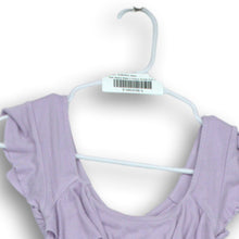 Load image into Gallery viewer, Free People Womens Purple Ruffled Cap Sleeve Scoop Neck Pullover Blouse Size XS

