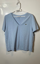 Load image into Gallery viewer, Lacoste Womens Blue Cotton Short Sleeve V-Neck Pullover T-Shirt Size 42
