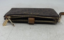 Load image into Gallery viewer, Michael Kors Womens Brown Monogram Jet Set Travel Double Zip Wristlet Wallet
