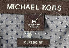Load image into Gallery viewer, Michael Kors Mens Blue Printed Long Sleeve Classic Fit Button-Up Shirt Size M
