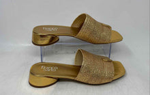 Load image into Gallery viewer, Franco Sarto Womens Gold Slip-On Block Slide Sandals Size 9M
