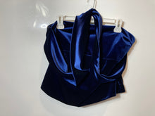 Load image into Gallery viewer, Zara Womens Blue Velvet Halter Neck Strapless Backless Blouse Top Size XL

