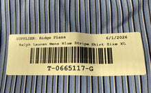Load image into Gallery viewer, Ralph Lauren Mens Blue Striped Cotton Long Sleeve Classic Fit Button-Up Shirt XL
