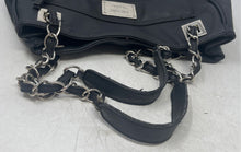 Load image into Gallery viewer, Nicole Miller Womens Black Leather Inner Pockets Double Handle Shoulder Bag
