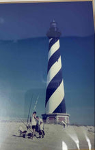 Load image into Gallery viewer, The Image Framed In Blue Features A Print Of The Cape Hatteras Lighthouse
