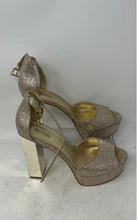 Load image into Gallery viewer, Michael Kors Womens Gold-Tone Glitter Buckle Block Platform Heels Size 7.5M
