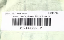 Load image into Gallery viewer, Alfani Mens Green Textured Grid Spread Collar Short Sleeve Button-Up Shirt Sz L

