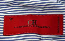 Load image into Gallery viewer, Authentic Carolina Herrera Mens Light Blue Striped Cotton Dress Shirt Size 17
