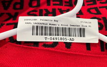 Load image into Gallery viewer, Karl Lagerfeld Womens Red Black Long Sleeve V-Neck Cardigan Sweater Sz XL W/ Tag
