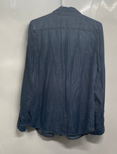 Load image into Gallery viewer, Calvin Klein Womens Blue Spread Collar Long Sleeve Button-Up Shirt Size Large
