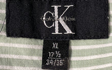 Load image into Gallery viewer, Calvin Klein Mens Light Green White Striped Print Cotton Dress Shirt Size XL
