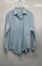 Load image into Gallery viewer, Calvin Klein Mens Blue Printed Long Sleeve Slim-Fit Dress Shirts Size Medium
