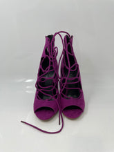 Load image into Gallery viewer, Aldo Womens Purple Peep Toe Lace-Up Stiletto Pump Heels Size 7 In Box
