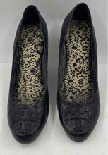 Load image into Gallery viewer, Authentic Tory Burch Womens Sally Black Leather Slip-On Wedge Pump Heels Size 37
